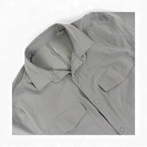 Lululemon Shirt Mens L Gray Short Sleeve Button Down Athletic Tech Snap